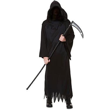 Imagem de Karnival Costumes 84189 Fantasia de Halloween Grim Reaper Masculina, Preta, GG