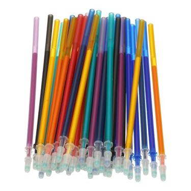 Imagem de PATIKIL 40 refis de canetas de gel apagáveis, refil de 0,5 mm apagável a calor para tinta que desaparece de tecido, caneta de marcação de tecido para costura, escrita acolchoada, tinta multicolorida