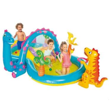 Imagem de Piscina inflável intex playground mundo dinossauros infantil, Azul