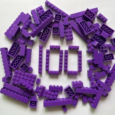 Imagem de 100 Piece Purple Bricks Bulk, 12 Size Purple Classic Building Blocks Bricks, Compatible with Lego Parts and Pieces