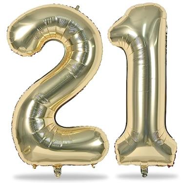 Imagem de Champagne Gold 21st Birthday Balloons for Her, 40In Light Gold Foil Number 21 Balloons for Boys Girls, Birthday Party Balloons Numbers 2 and 1 for Women Men 12th 21st Anniversary Decorations Supplies
