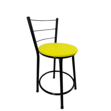 Imagem de Banqueta Baixa Encosto Estofada Bar Balcão Cozinha Preto - FortMix, Am