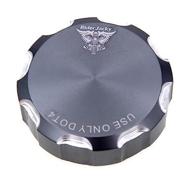 Imagem de Riderjacky Para Kawasaki EX250 Ninja 250R 1992-2012, ZX600 Ninja ZX-6R 2009-2012, ZX750 Ninja 750R 1987-1990, ZX1000 Ninja ZX-10R 04-07 Tampa de reservatório de fluido de freio traseiro de motocicleta de alumínio