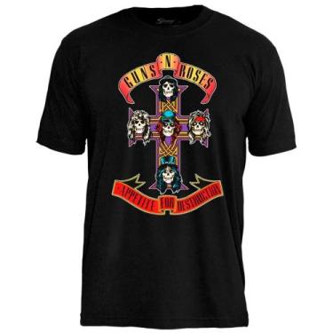 Imagem de Camiseta de Banda Guns N Roses em Algodão Oficial PP ao XGG - Stamp Ro