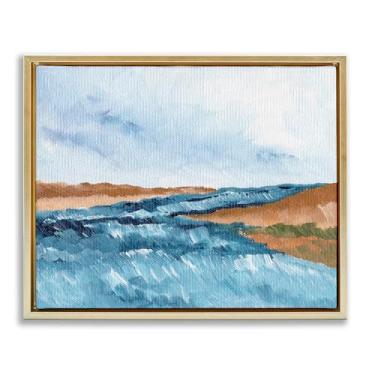 Imagem de Stupell Industries Coastal Dreams Abstraction Gold Framed Floater Canvas Wall Art Design por Nikita Jariwala, 25 x 31