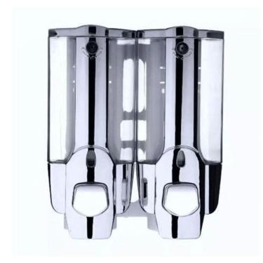 Imagem de Dispenser Duplo Shampoo Sabonete Alcool Gel Hotel Casa