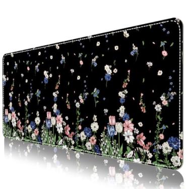 Imagem de DINKY Protetor de mesa de couro, tapete de teclado grande, borrão de couro PU antiderrapante, bloco de laptop preto, bloco de escrita à prova d'água para escritório, casa, 89,9 cm x 39,9 cm, chuva de