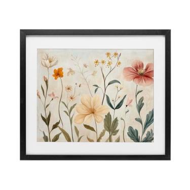 Imagem de Stupell Industries Impressão emoldurada preta de folhagem floral fraca sob vidro por Petal Prints Design, 33 x 40 cm