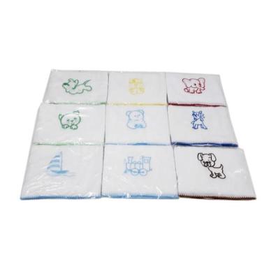 Imagem de 5 fraldinha de boca bordada 33x33cm com crochê pinte e borde - Dugu, M