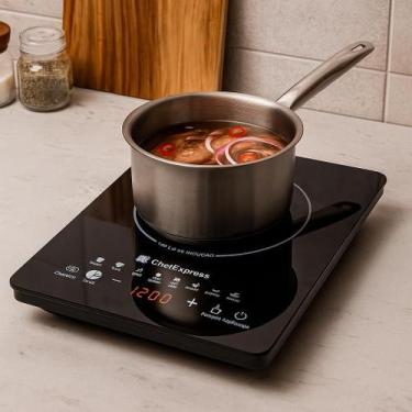 Imagem de Fogão de Indução Preto Vidro cerâmica 1200w 1 Boca Chefexpress - NZA