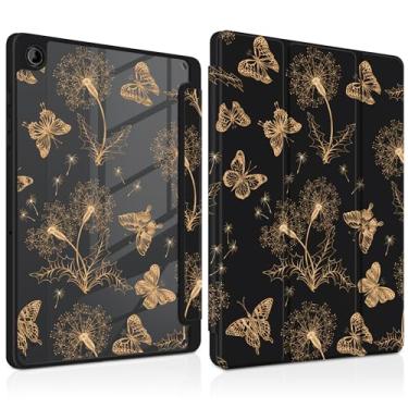 Imagem de MEEgoodo Capa para Samsung Galaxy Tab A9 Plus 27.9 cm 2023 com suporte para caneta S, capa para tablet com revestimento traseiro de acrílico transparente + suporte de três dobras + despertar/hibernar