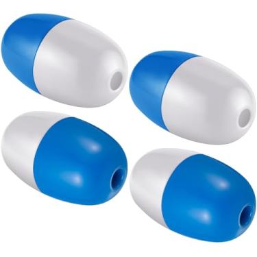 Imagem de Lewtemi 4 boias flutuadoras de corda flutuantes marítimas, 12 cm x 7,5 cm, furo de 3/5 polegadas, boias marcadoras de pesca em águas profundas a granel para barcos, natação, caiaque, caranguejo