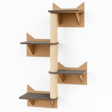 Imagem de BOXFAN Playground para Gatos com Escalada, Arranhador Gato Sisal, Escada e Prateleira Antiderrapante Diversão Poleiros para Gatos Filhotes e Adultos Brinquedo Interativo