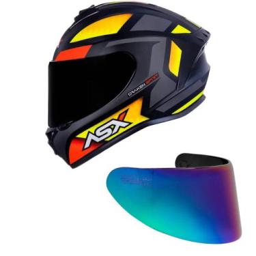 Imagem de Capacete ASX Draken Spirit Preto e Vermelho Fosco Mais Viseira Camaleã