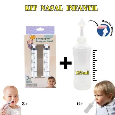 Imagem de Kit Lavagem Nasal Infantil Seringa c/2un + Dispositivo 125ml - Ecommer