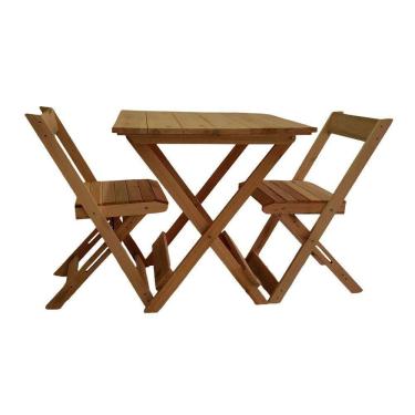 Imagem de Conjunto Mesa 2 Cadeiras Dobráveis Em Madeira Area Gourmet Mel
