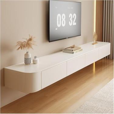 Imagem de Suporte De Tv Flutuante De 140cm Montado Na Parede, Centro De Entretenimento Com Gerenciamento De Cabos, Console De Mídia Com Armazenamento Para Sala De Estar E Quarto, White, 260x24x20cm