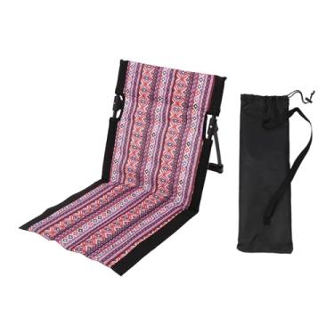 Imagem de Aymzbd Cadeira de Acampamento Dobrável com Encosto, Cadeira de Chão Dobrável, Portátil, Confortável para Parque, Banho de Sol, Concertos Ao Ar Livre, Trekkin, Borda Preta