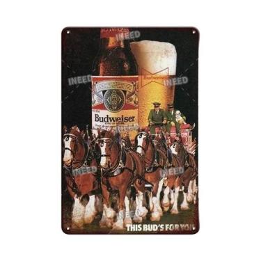 Imagem de Placa De Metal Vintage Budweiser Beer Tin Sign Para Decoração De Bar E