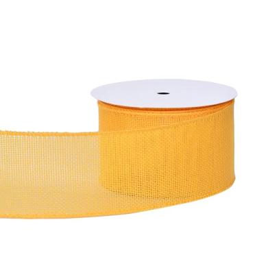 Imagem de YAMA Fita amarela com fio 6 cm x 10 metros, fitas com fio de serapilheira para embrulho de presente, buquê de flores, árvore de Natal, laços de guirlanda