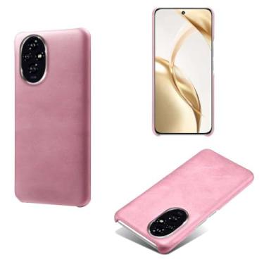 Imagem de Capa para Honor 200 PRO 5G,Proteção contra quedas,Casca de volta de cor sólida simples,Design de couro de imitação de plástico-Pink