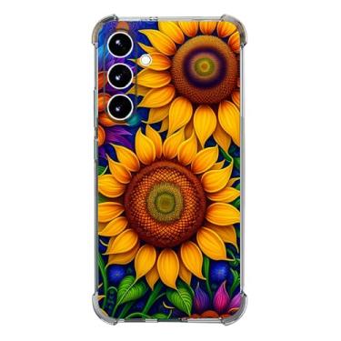 Imagem de Beaucov Capa para Galaxy S25 FE, linda capa de proteção contra quedas de girassóis à prova de choque TPU capa protetora de corpo inteiro resistente a arranhões para Samaung Galaxy S25 FE