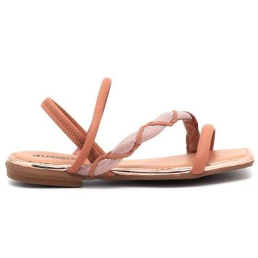 Imagem de Sandália Mississipi Rasteira Brilho Calce Fácil Feminino MI954, Natura