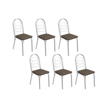Imagem de Kit 6 Cadeiras de Cozinha Holanda C009 6 Un Cromado/Marrom 21 - Kappesberg