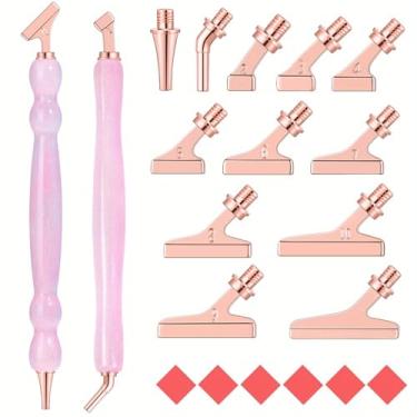 Imagem de Caneta de pintura de diamante alternativa para artesanato DIY, 2 peças de acessórios de pintura de diamante de combinação de resina, 12 peças de ponta de caneta de liga com design de 45° Wish 6