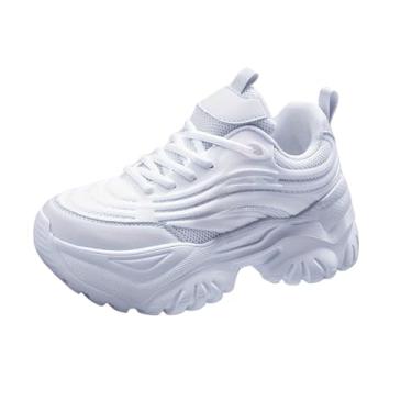 Imagem de Tênis Chunky Branco Plataforma Feminino – Solado Alto Antiderrapante, Conforto e Estilo Urbano para Academia, Passeio e Dia a Dia Tam. 35