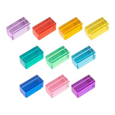 Imagem de menolana Conjunto de blocos de construção de arco-íris, blocos de acrílico GEM, brinquedo sensorial, brinquedo de empilhamento suave para treinamento, presente, 10 Peças