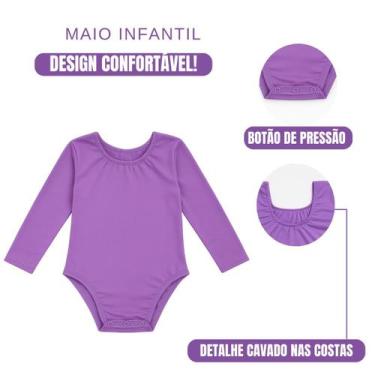 Imagem de Macacão Bebê Menina Roupa de Praia Piscina Maio Manga Longa Proteção U