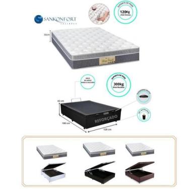Imagem de Conjunto Casal Viúva c/ Colchão Sankonfort Sleep Fresh + Cama Box Baú 