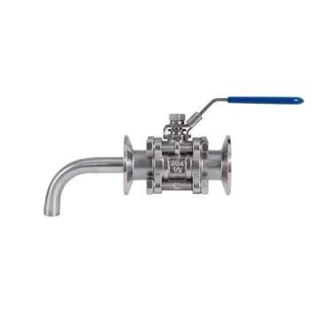 Imagem de Válvula de esfera de 1,5 polegada com braçadeira tripla e braço de cremalheira – Tubo de coleta de cerveja caseira de aço inoxidável 304 para chaleira de fervura e fermentador cônico – 1 peça