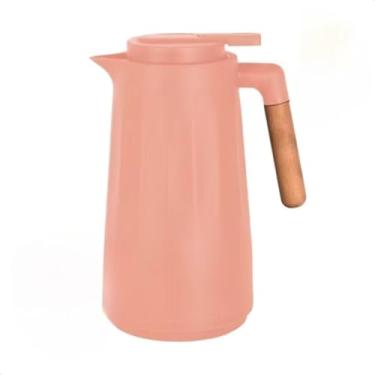 Imagem de Garrafa Térmica 1 Litro Nórdica com Cabo de Madeira Café, Chá e Bebidas Quentes(Rosa)