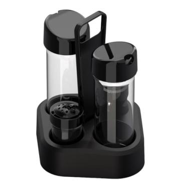 Imagem de Conjunto Galheteiro 4x1 Porta Azeite Vinagre Saleiro Paliteiro (Preto)