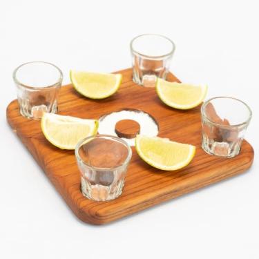 Imagem de Tábua de shot com copos de dose para tequila cachaça vodka