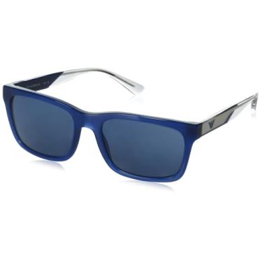 Imagem de Emporio Armani Óculos de sol retangulares masculinos Ea4224, Azul, 57 mm