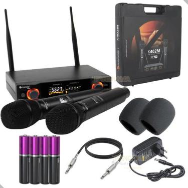 Imagem de Microfone Sem Fio Kadosh K402M Duplo Mão+Espumas