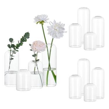 Imagem de Glasseam Vaso de vidro para centros de mesa, 12 peças de vaso de flores pequeno a granel para buquê de rosas individuais, peças centrais minimalistas modernas para festa de casamento, sala de estar