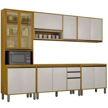 Imagem de Cozinha Eduarda Completa 5 Peças 12 Portas 2 Gavetas CHF Cor Cinamomo Off White