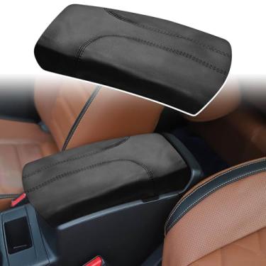 Imagem de ramuel Compatível com apoio de braço para console central almofada de couro PU capas de descanso de braço tapete protetor de tampa de console médio para Nissan Rogue 2014-2020 Nissan Xterra preto