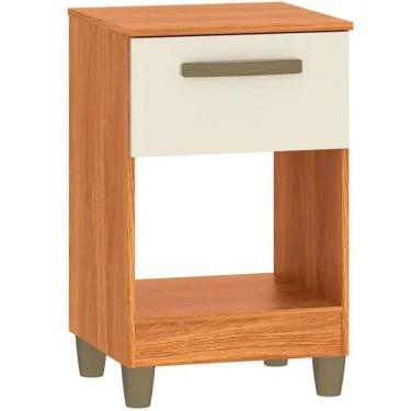 Imagem de Mesa de Cabeceira Prada 1 Gaveta Fellicci Cor Cinamomo Off White
