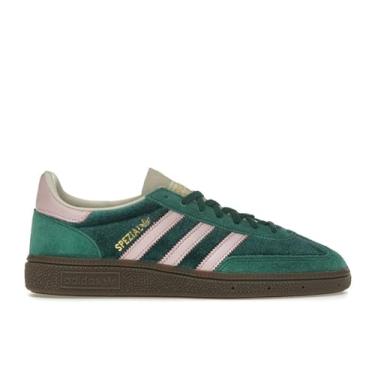 Imagem de adidas Tênis feminino Handball Spezial Lifestyle (alumínio/verde universitário/chiclete), Verde/rosa, 38