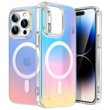 Imagem de JETech Capa Iridescente para iPhone 14 Pro 6,1 Polegadas Compatível com MagSafe, Design Bonito, Case Exclusivo e Estético, Capinha Traseira Colorida Fluorescente Translúcida (Iridescente)