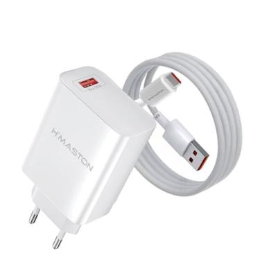 Imagem de H'MASTON Carregador USB-A Turbo 55W Rápido com Cabo Tipo-C Original 6A Compatível Com Celular iPhone Samsung