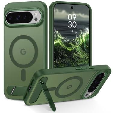 Imagem de BENTOBEN Capa para Google Pixel 10 Pro XL 2025, capa magnética para celular Pixel 10 ProXL 6,8 polegadas com suporte invisível Magsafe Matte Slim Fit à prova de choque feminino masculino capa verde