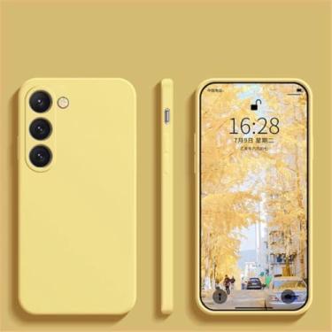 Imagem de Capa de silicone líquido para Samsung Galaxy S23, S22 Ultra, S23 Plus, S23ultra, capa traseira macia (para Samsung S22/amarelo)