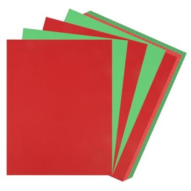 Imagem de 40 folhas de papel cartolina de Natal – papel de construção vermelho e verde de 29,5 kg de espessura para cartões de Natal, convites, álbuns, artesanato e decorações de Natal