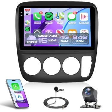 Imagem de Rádio de carro 4 núcleos 4G + 64G Android 15 para Honda CRV 1997-200, Rimoody Car Stereo Wireless Carplay Andorid Auto Mirror Link 22 polegadas INCELL Touchscreen GPS WiFi Bluetooth 5.0 FM/RDS EQ-32